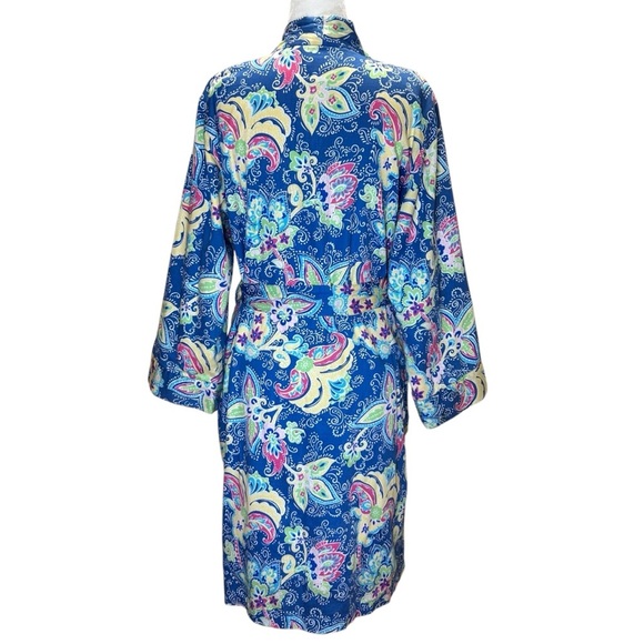 Ralph Lauren - Paisley Robe, Belt, Terry Cloth Lining - Size XS / S, Blue, Multi - Picture 3 of 17